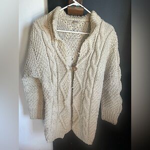 Vintage 90s/Y2K Boho Hippie Ecuador Cable Knit Wool Cardigan Sweater Size M